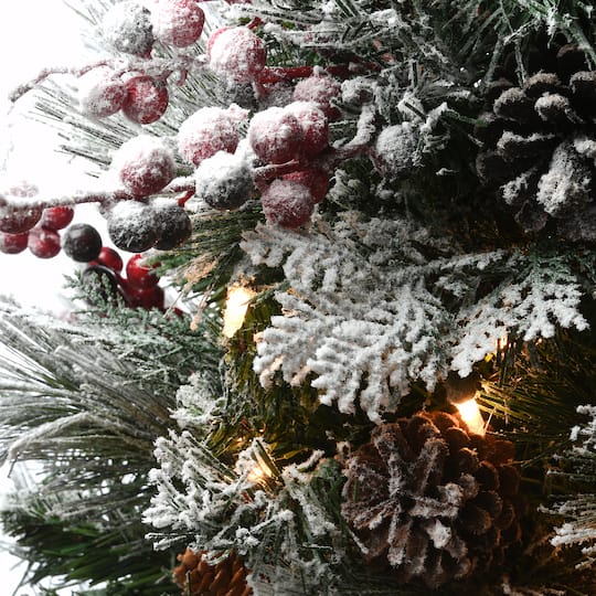4ft. Pre-Lit Snowy Bedford Pine Entrance Artificial Christmas Tree, Clear Lights